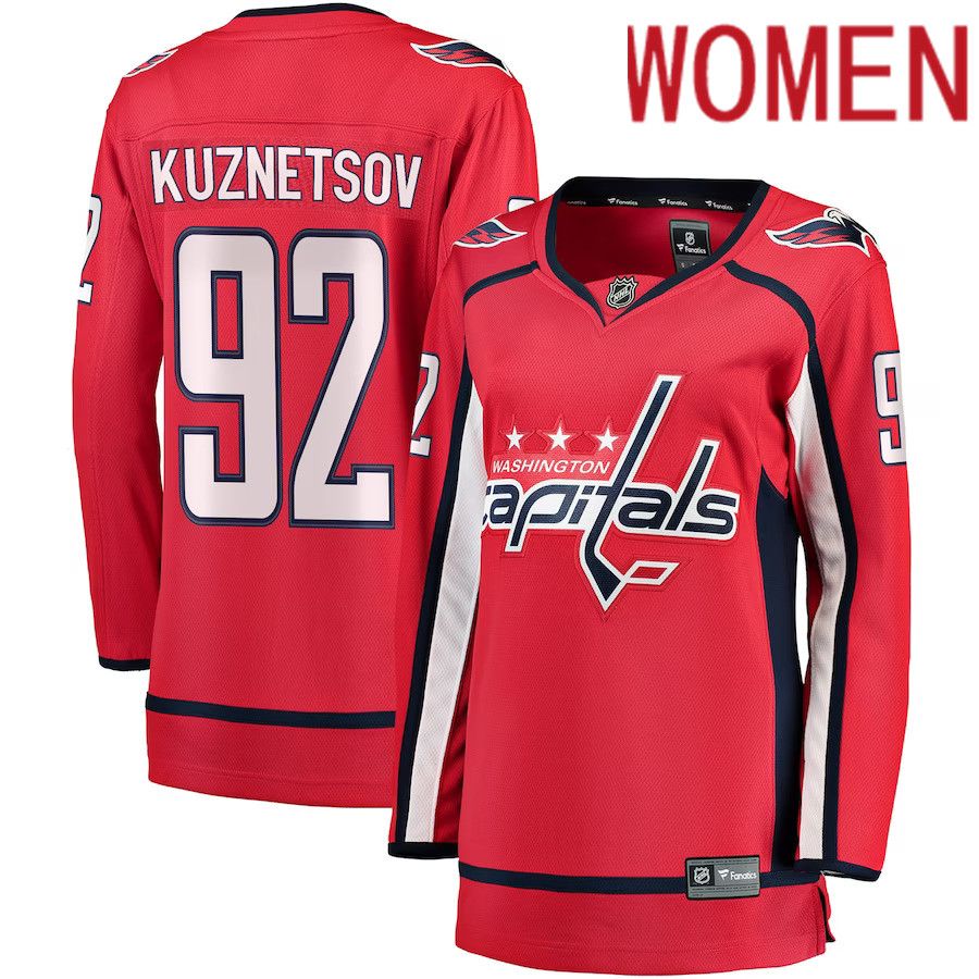 Women Washington Capitals #92 Evgeny Kuznetsov Fanatics Branded Red Breakaway Player NHL Jersey->women nhl jersey->Women Jersey